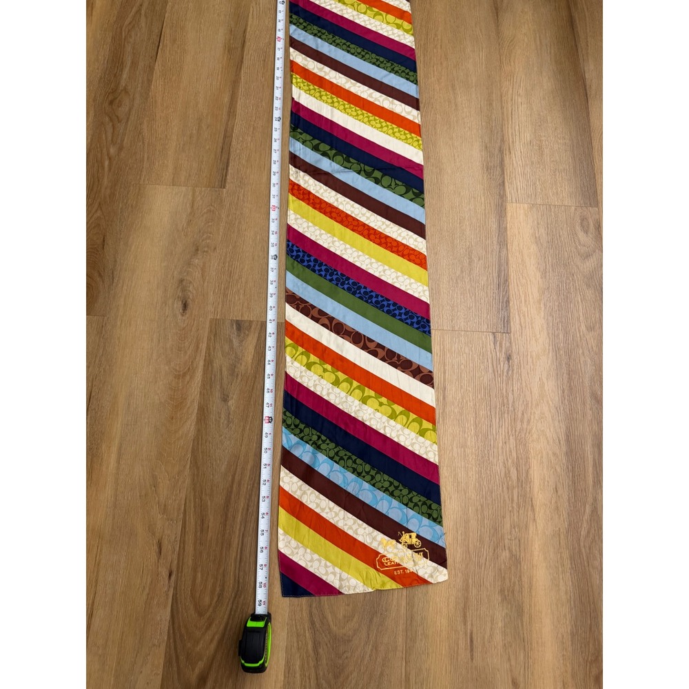 Coach Multi Color Legacy Signature C Logo Silk Oblong Scarf Long striped - Picture 8 of 8